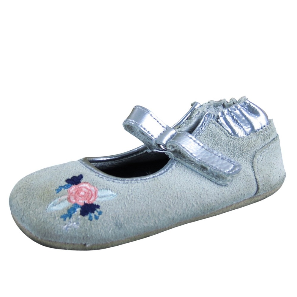 Robeez Girls Crib  Sz T 5 Medium Gray‎ Leather Hook & Loop